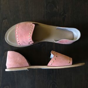 ASOS • Jovena Leather Peach Sandals with Gold Studs